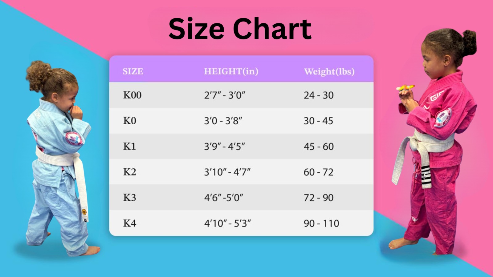 Fly Girl Athletics size chart